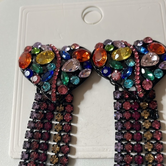 Zara Heart Crystal Dangle Earrings - Picture 6 of 12